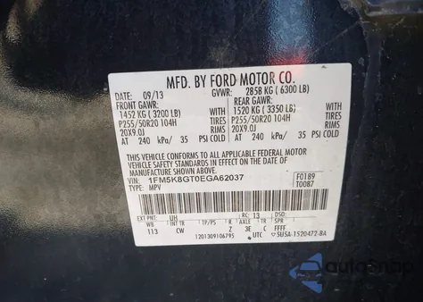 2014 Ford Explorer Sport from USA, damaged, VIN 1FM5K8GT0EGA62037